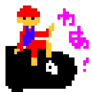 マリオが、キラーに乗っかってるところ